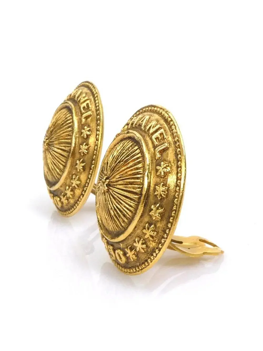 Auth Chanel Logo Earrings Gold Metal - #327013C25B